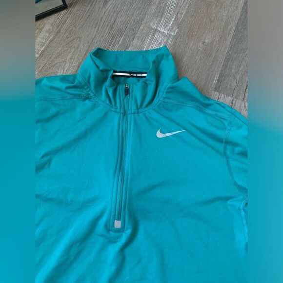 Nike Dri Fit Running Quarter Zip Long Sleeve Jacket Top Athleisure Teal Blue S - Picture 4 of 11